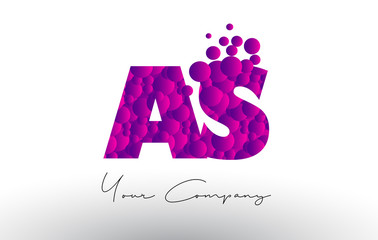 AS A S Dots Letter Logo with Purple Bubbles Texture.