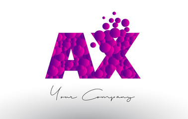 AX A X Dots Letter Logo with Purple Bubbles Texture.