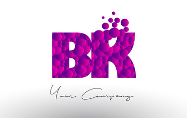BK B K Dots Letter Logo with Purple Bubbles Texture.