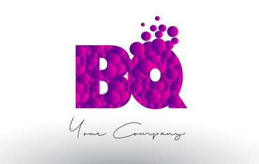 BQ B Q Dots Letter Logo with Purple Bubbles Texture.