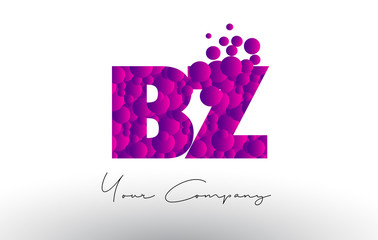 BZ B Z Dots Letter Logo with Purple Bubbles Texture.