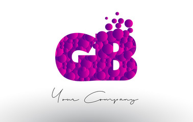 GB G B Dots Letter Logo with Purple Bubbles Texture.