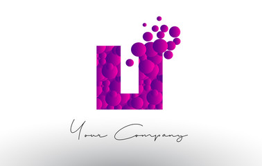 LI L I Dots Letter Logo with Purple Bubbles Texture.