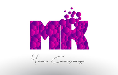 MK M K Dots Letter Logo with Purple Bubbles Texture.