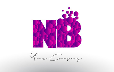 NB N B Dots Letter Logo with Purple Bubbles Texture.