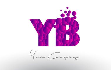 YB Y B Dots Letter Logo with Purple Bubbles Texture.