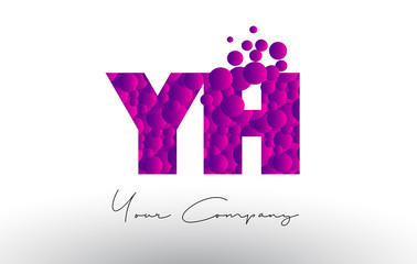 YH Y H Dots Letter Logo with Purple Bubbles Texture.