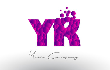 YK Y K Dots Letter Logo with Purple Bubbles Texture.