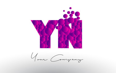 YN Y N Dots Letter Logo with Purple Bubbles Texture.