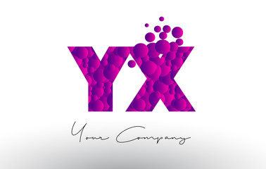 YX Y X Dots Letter Logo with Purple Bubbles Texture.