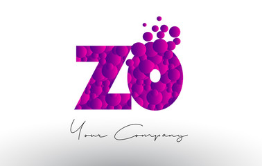 ZO Z O Dots Letter Logo with Purple Bubbles Texture.