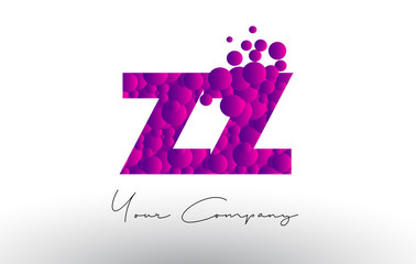 ZZ Z Dots Letter Logo with Purple Bubbles Texture.