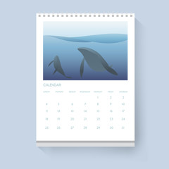 Calendar Showing Date Day with Whales in Ocean Photo