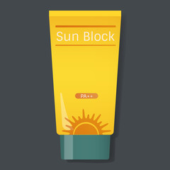 Sun Block Protection Yellow Tube Vector Illustration