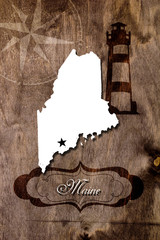 Poster Maine state map outline