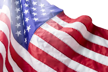 Obraz premium USA lub amerykańską flagę na białym tle na białym tle ze ścieżką przycinającą