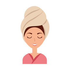 head woman with towell vector illustration design