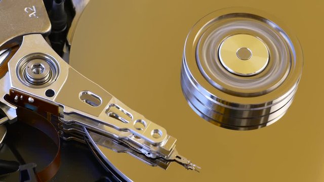 Information storage data loss concept. HDD, DATA storage device used for storing and retrieving digital information using rotating platters coated with magnetic material