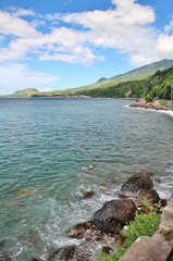 Coast views of a tropical Caribbean island