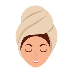 head woman with towell vector illustration design