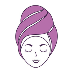 head woman with towell vector illustration design