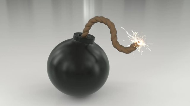Bomb cartoon toon fuse burning lit timer sparks sphere ball loop 4k
