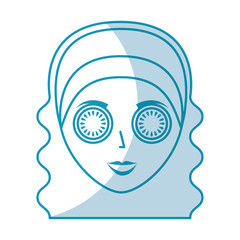 cute woman with cucumber mask vector illustration design
