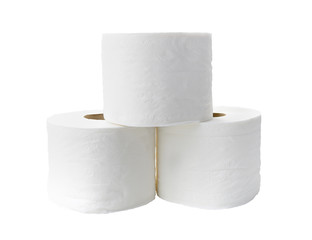 Rolls of toilet paper isolated on white