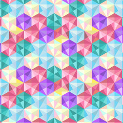 Seamless geometric color Low Poly texture Hexagon design pattern