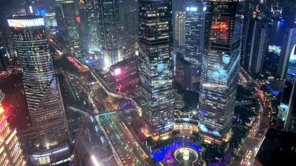 view of Shanghai's Lujiazui financial space, China. Lujiazui is One of China's most prosperous areas.  