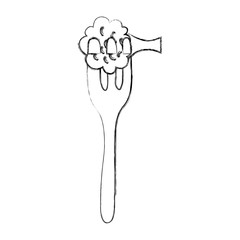 fork with broccoli fresh vegetable isolated icon vector illustration design