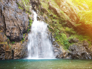 Fototapeta na wymiar Jogkradin waterfall in Thongphaphoom national park, Kanchanaburi province, Thailand.