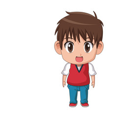 cute little boy anime facial expression image vector illustration