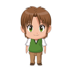 cute little boy anime facial expression image vector illustration