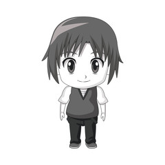 cute little boy anime facial expression image vector illustration