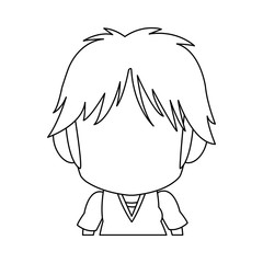 faceless anime tennager hair style contour vector illustration