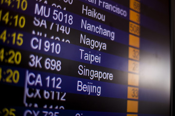 Departure board at an airport