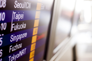 Departure board at an airport