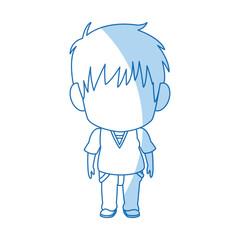 outlined little boy anime hair style vector illustration