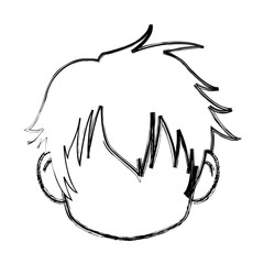 blurred silhouette of faceless head of little kid anime with haircut style vector illustration