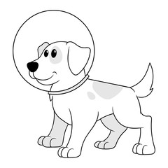 Cartoon Dog With Space Helmet Vector Illustration