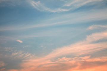 Sky clouds sunset. Pastel colors style.