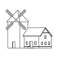 traditional old windmill building farm vector illustration