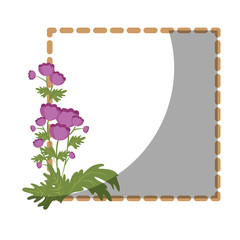 decorative frame with beautiful flowers icon over white background colorful design vector illustration