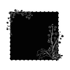 decorative frame with beautiful flowers icon over white background vector illustration