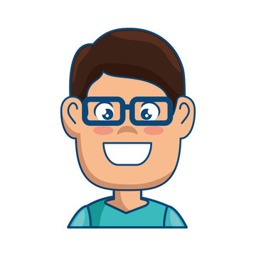 cartoon man wearing glasses icon over white background vector illustration