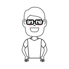 cartoon man wearing glasses icon over white background vector illustration