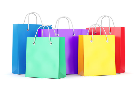 Group of shopping bags on white background