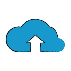 cloud storage with upload arrow icon over white background colorful design vector illustration