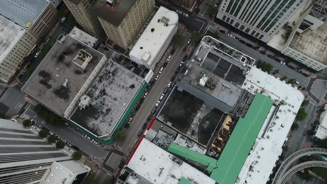 Aerial video Downtown Miami tilting up reveal 4k
